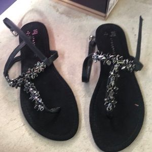 Jeweled black sandals